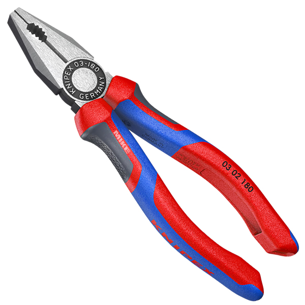 Kìm đa năng Knipex 03 02 180 size 180mm, cán bọc nhựa đa màu, mạ đen