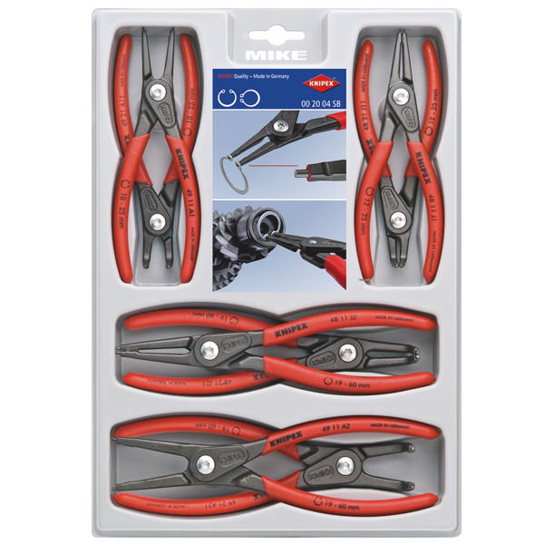 Bộ kìm phe Knipex 00 20 04 SB – 8 cây trong và ngoài, thẳng cong