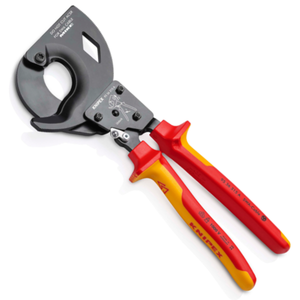 Kìm cắt cáp Knipex 95 36 315 A, bánh cóc 3 giai đoạn, cách điện
