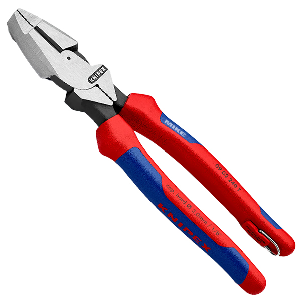Kìm đầu bằng trợ lực Knipex 09 02 240 T, size 240mm, cán bọc nhựa đa màu, mạ đen
