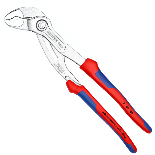 Kìm mỏ quạ Knipex 87 05 300 dài 300mm, mạ crôm, tay cầm nhựa đa thành phần, kẹp Ø70mm, kẹp ốc 60mm, 30 nấc chỉnh linh hoạt.