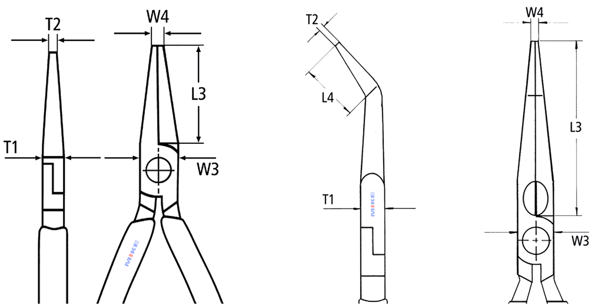 Bản vẽ kỹ thuật kìm mỏ nhọn Knipex 25